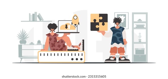 A collect of SEO stars. Synchronization and security of information capacity concept. Trendy style, Vector Illustration