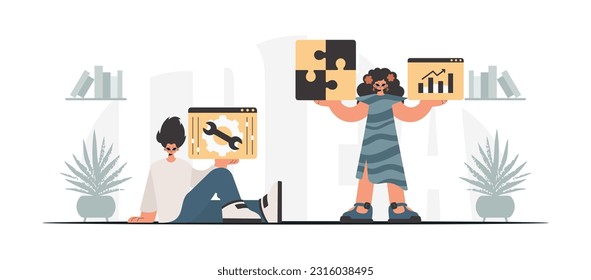 Eine Sammlung von SEO-Sternen. Synchronisation und Sicherheit des Datenkapazitätskonzepts. Trendy Style, Vektorgrafik
