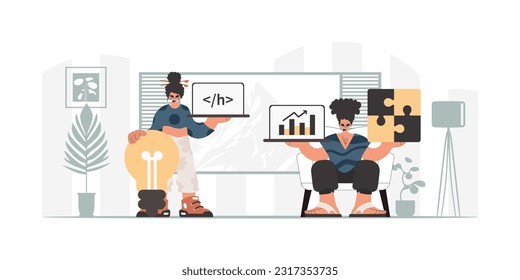 A collect of SEO stars. Synchronization and security of information capacity concept. Trendy style, Vector Illustration