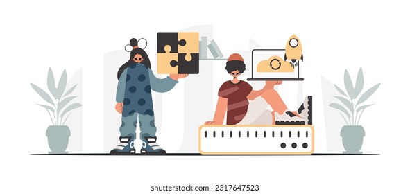 A collect of SEO stars. Synchronization and security of information capacity concept. Trendy style, Vector Illustration