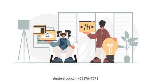 A collect of SEO stars. Synchronization and security of data capacity concept. Trendy style, Vector Illustration