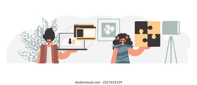 Eine Sammlung von SEO-Sternen. Synchronisierung und Sicherheit des Konzepts der Informationskapazität. Trendy Style, Vektorgrafik