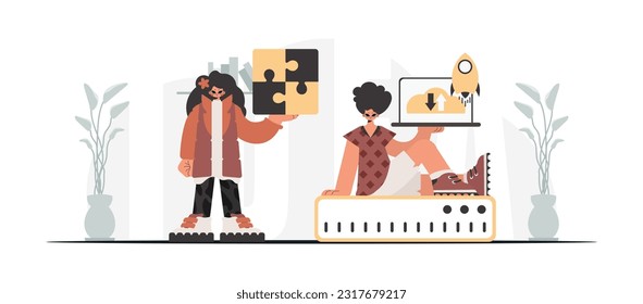 Una colección de estrellas SEO. Sincronización y seguridad del concepto de capacidad de datos. Estilo de moda, Ilustración vectorial