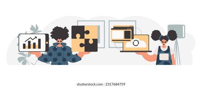 Una colección de estrellas SEO. Sincronización y seguridad del concepto de capacidad de datos. Estilo de moda, Ilustración vectorial