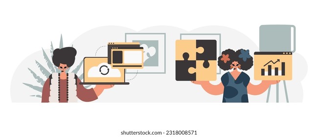Eine Sammlung von SEO-Sternen. Synchronisation und Sicherheit des Datenkapazitätskonzepts. Trendy Style, Vektorgrafik