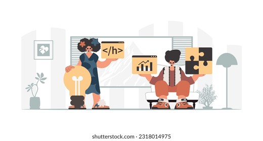 Una colección de estrellas SEO. Sincronización y seguridad del concepto de capacidad de información. Estilo de moda, Ilustración vectorial