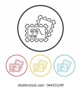 collect stamp line icon
