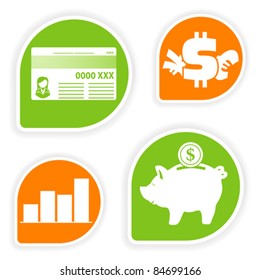 Collect sticker with business and finance icon, element for design, vector illustration