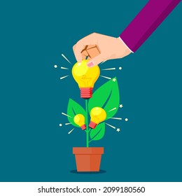 Recolectar un árbol de creatividad. Ideas inspiradoras. buscar nuevas ideas