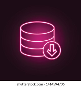 collected coins and down arrow neon icon. Elements of web set. Simple icon for websites, web design, mobile app, info graphics