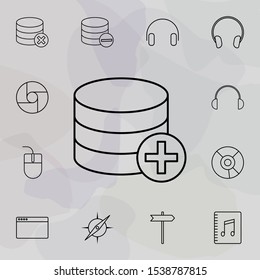 collected coins with a plus icon. Universal set of web for website design and development, app development