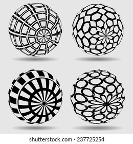 Collected Spheres in Grunge Style. Abstract Globe for Business Icons. 