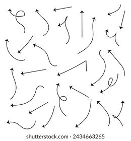 Collecti0on hand drawn arrows. Set simple arrows isolated on white background. Arrow mark icons. Arrow paint - stock vector 3 2 2
