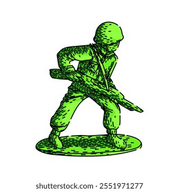 collectible toy soldier hand drawn. antique rare, miniature lead, plastic army collectible toy soldier vector sketch. isolated color illustration