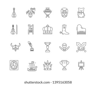 Collectibles shop line icons, signs, vector set, outline illustration concept 