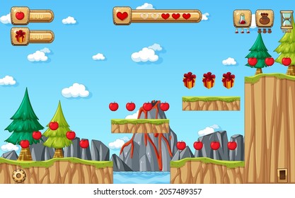 Collecting Apples Platformer Game Template illustration