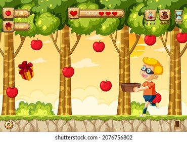 Collecting Apples Platformer Game Template illustration