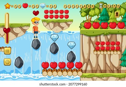 Collecting Apples Platformer Game Template illustration