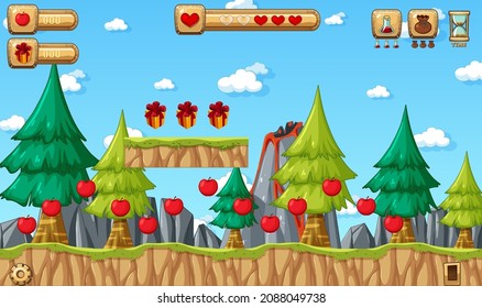Collecting Apples Platformer Game Template illustration