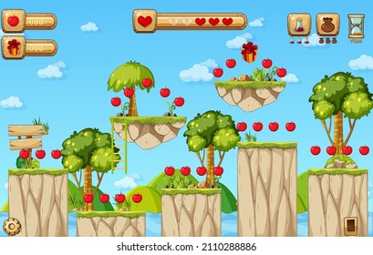 Collecting Apples Platformer Game Template illustration