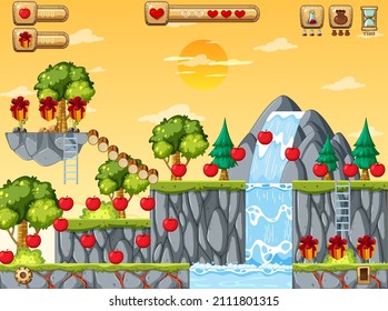 Collecting Apples Platformer Game Template illustration