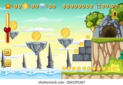 Collecting Coins Platformer Game Template illustration