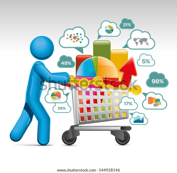 Collecting Data Shopping Trolley Stock Vector Royalty 