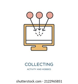 collecting icon from activity and hobbies collection. Thin outline collecting, business, store detailed offset lineal color icon isolated on white background. Line vector collecting sign, symbol for 