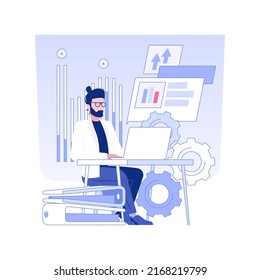 Collecting information isolated concept vector illustration. Business analyst studying market environment, IT company, collecting data, branding strategy development vector concept.