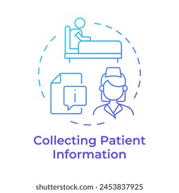 Collecting patient information blue gradient concept icon. Elderly patient medication. Round shape line illustration. Abstract idea. Graphic design. Easy to use in infographic, article