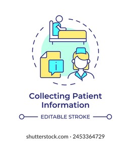 Collecting patient information multi color concept icon. Elderly patient medication. Round shape line illustration. Abstract idea. Graphic design. Easy to use in infographic, article