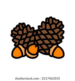 collecting pinecones acorns color icon vector. collecting pinecones acorns sign. isolated symbol illustration