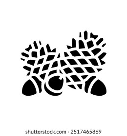 collecting pinecones acorns glyph icon vector. collecting pinecones acorns sign. isolated symbol illustration