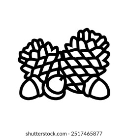 collecting pinecones acorns line icon vector. collecting pinecones acorns sign. isolated contour symbol black illustration