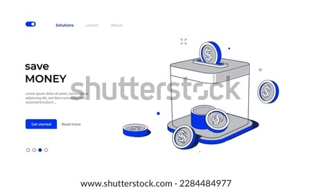 Collecting and putting coins in a savings jar. Financial budget management, money savings, and open bank deposit concept. Vector Illustration