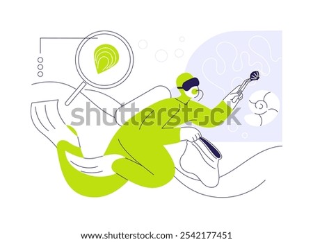 Collecting samples at the sea abstract concept vector illustration. Marine scientist gathering underwater samples, earth science, ocean pollution research, deep sea adventure abstract metaphor.