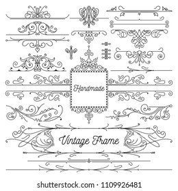 Collectio of hand drawn vector vintage decorative frames, dividers and frame decorations