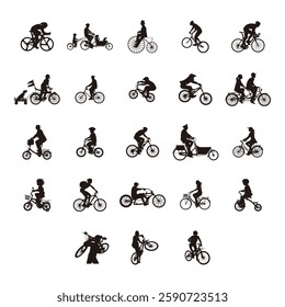 collectiom of bicycle silhouette vector