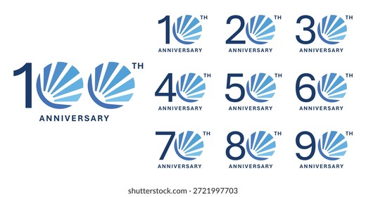 coleção de 10 a 100 número ano aniversário logotipo design, dia de celebração especial vetor símbolo conceito, número ícone gráfico