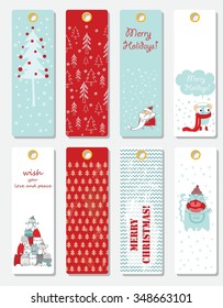 Collection of 10 Christmas tag cards templates.