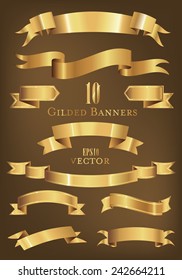 Collection of 10 golden banners vector illustration. 