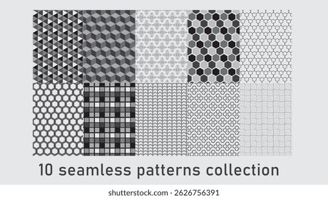 collection of 10 seamless geometric patterns 