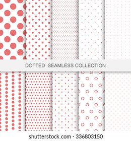 Collection of 10 seamless patterns with circles and dots.