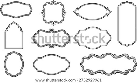 A collection of 10 vector line art frames and borders in a simple and elegant design, perfect for use in graphic illustrations, certificates, awards, and more.