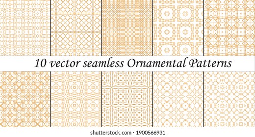 collection 10 vector seamless  Ornamental Patterns transparent background white background 
