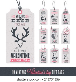 Collection of 10 Vintage Valentine's Day Related Gift Tags