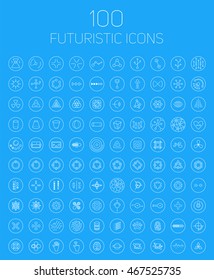 Collection of 100 abstract vector futuristic icons. Use it as indicator elements in your design.