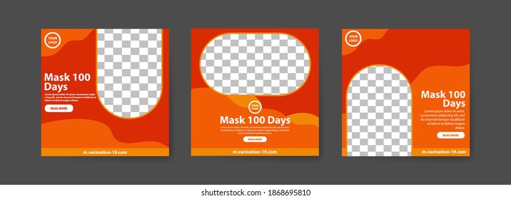 Collection of 100 days of masks covid-19 vaccine social media posts. vaccine for covid-19. for the socialization of the covid-19 virus vaccination.