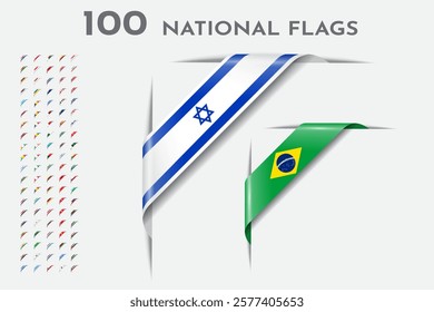 Collection of 100 National Flags With Highlighted Examples in Creative Design