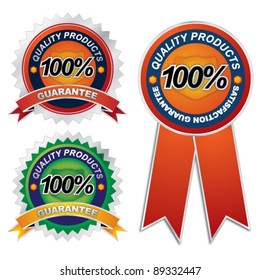 Collection of 100 percent satisfaction guarantee sign and label , Vector illustration